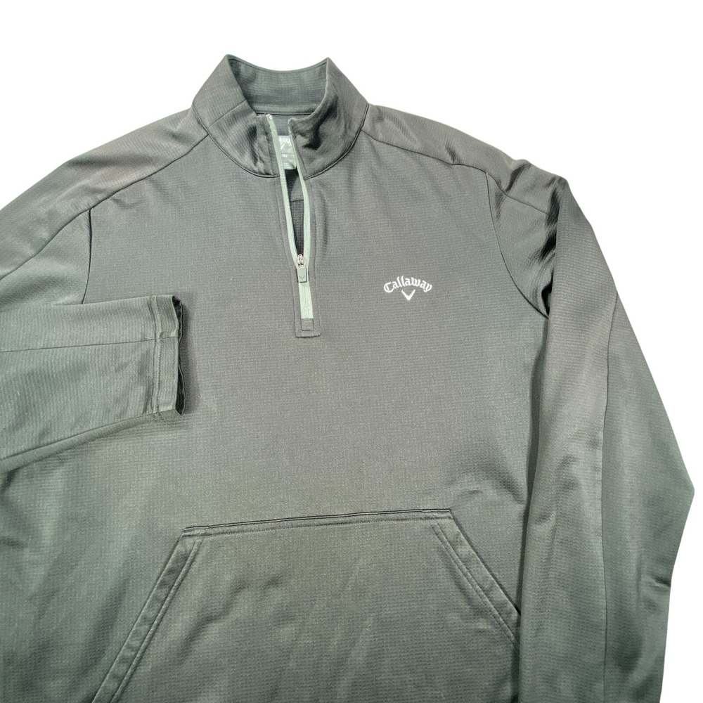 Callaway Sweatshirt Mens M Black Opti-Dri Pullover Golf 1/4 Zip Mock Neck Pocket